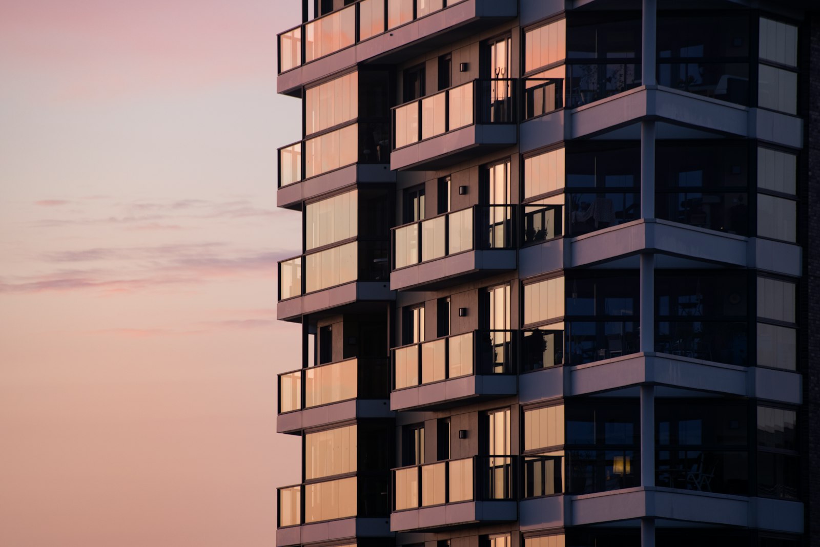 High-rise residential building in Argentina at dusk